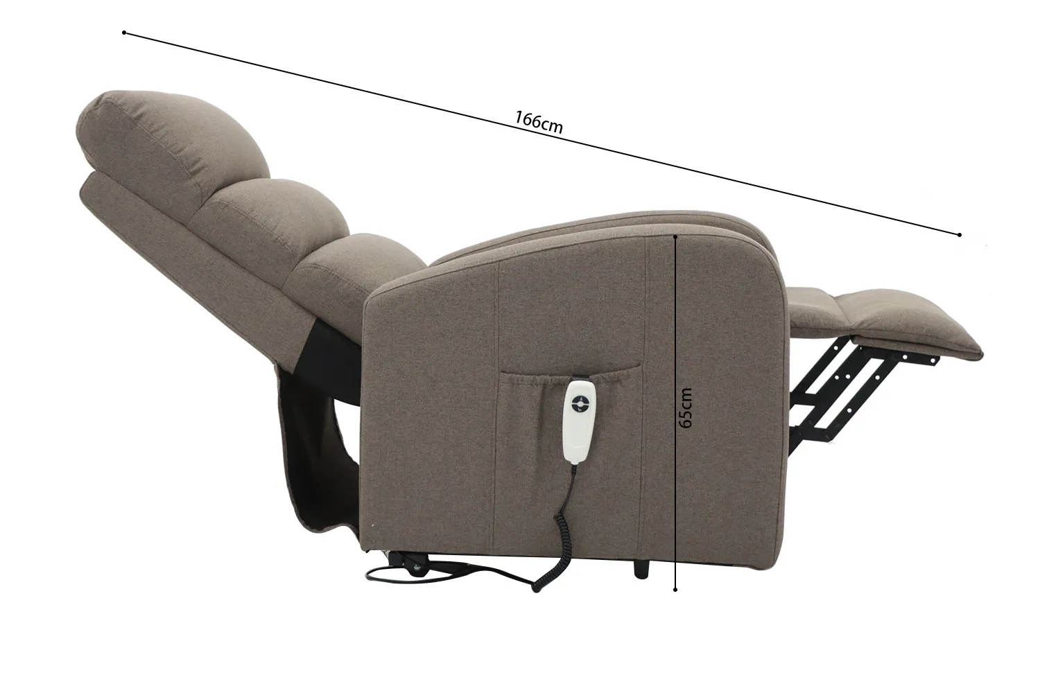 Elektrische Relaxfauteuil Bruges met Liftfunctie – Stof Taupe – 73 x 85 x 106 cm