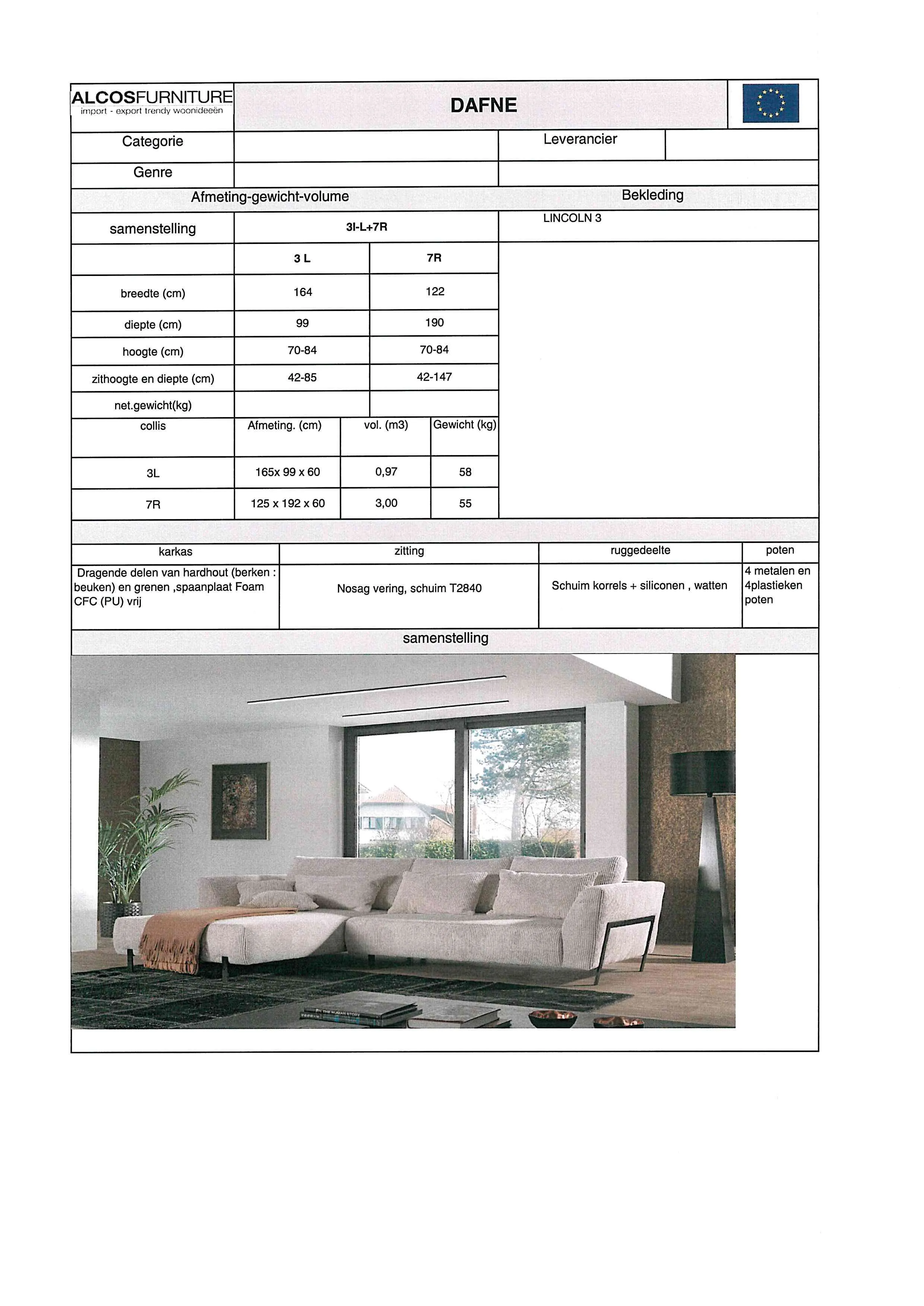 Hoeksalon Dafne - Lounge + 3-zit